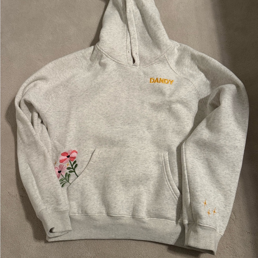 DANDY Light Gray Hoodie with Orange Accents